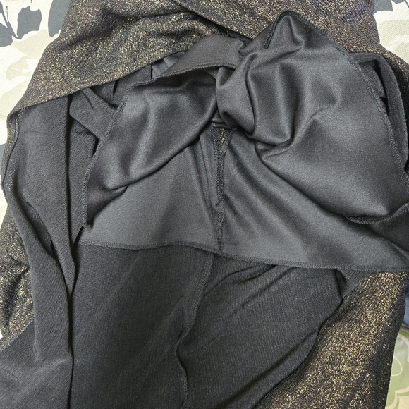 DB STUDIO | Cowl Neck Metallic Glitter Knit Sheath w/ Slit in Bronze sz 4 - Picture 11 of 14